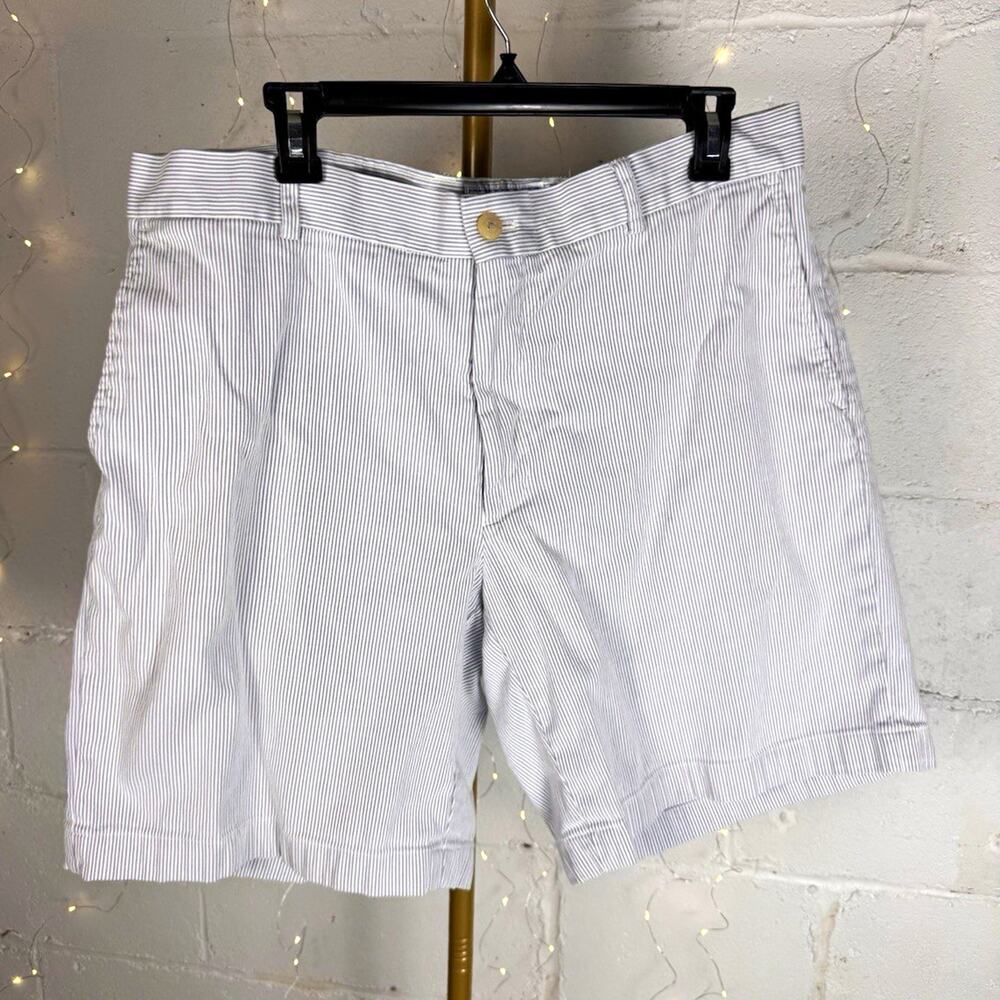 southern tide the skipjack men's 38 blue white striped seersucker shorts